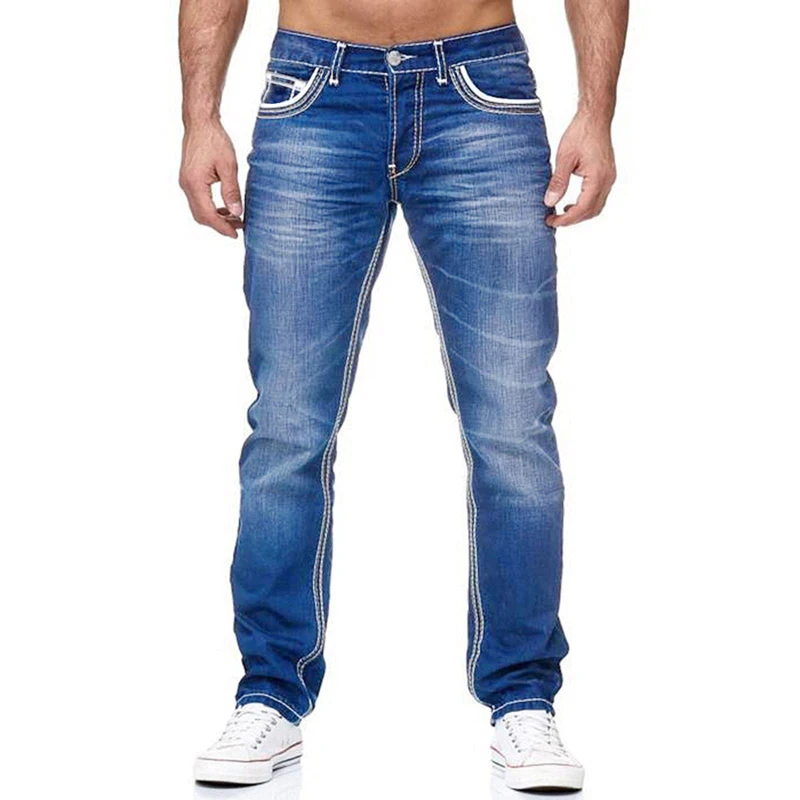 New Jeans Men's Straight-Leg Fashion Classic Blue And Black Pants Spring and Summer Loose Wide-Leg Men's Jeans Denim Trousers
