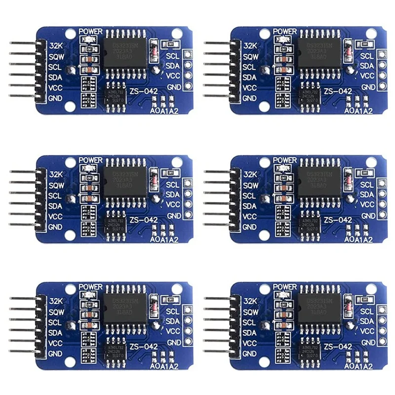 

ABSF 6Pcs DS3231 AT24C32 Real Time Clock Module DS3231SN IIC RTC Sensor High Precision Timer Alarm Clock Breakout Board