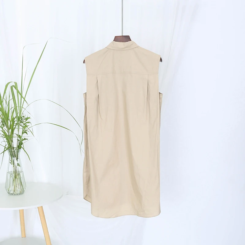 Свободное летнее платье без рукавов Jv02c/средней длины-88