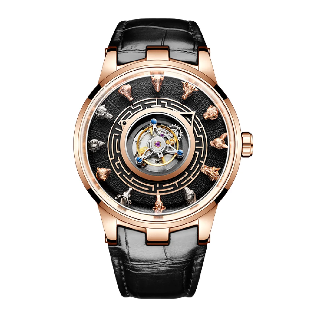 

Haofa Center Tourbillon Watch 3D Chinese zodiac Animal Sculpture Manual Tourbillon Sapphire Waterproof Limited Watches Men 2000