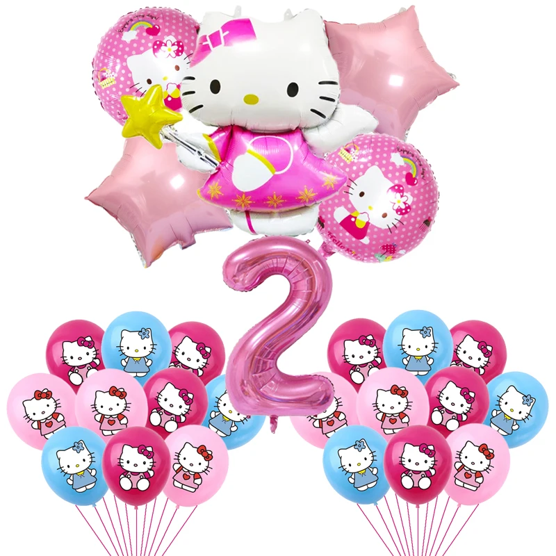 Набор воздушных шаров Hello Kitty для вечерние комплект из 32 с цифрами детского