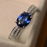 fashion 925 pure silver sea blue diamond engagement love gift ring size 6 11