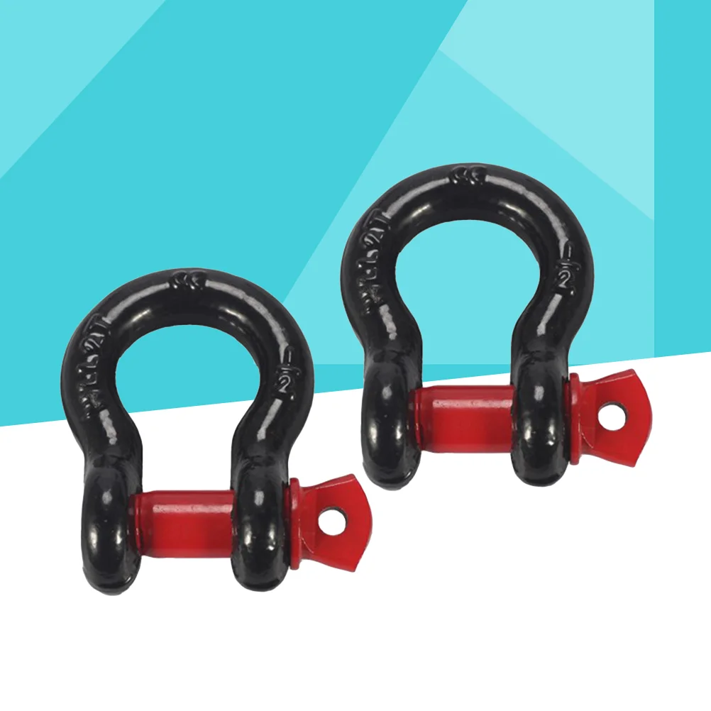 

2Pc Heavy Steel Trailer Ring Racing Tow Hook U Type Shackles Towing Chain Hook (Red+Black)