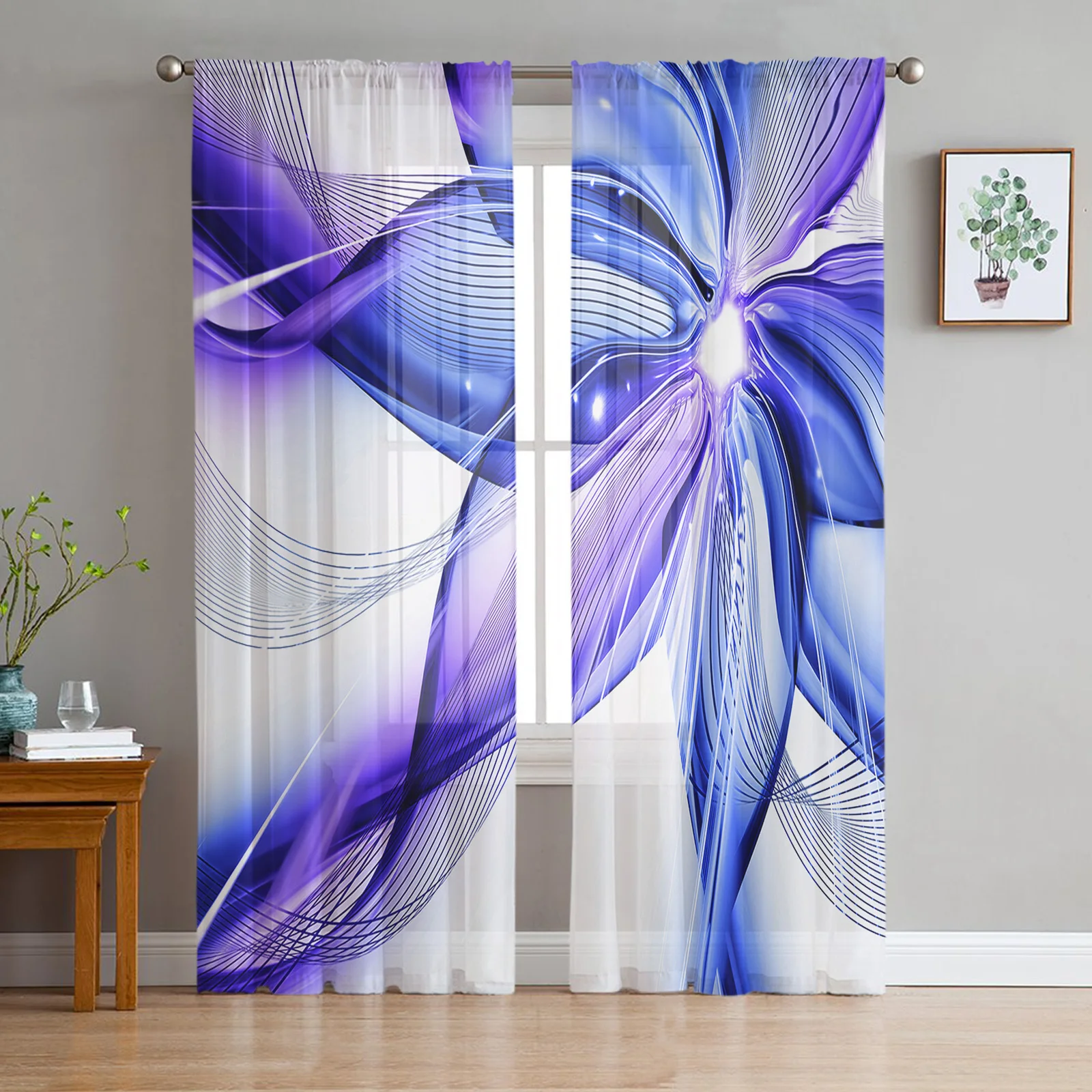 Прозрачные Занавески с голубыми кристаллами абстрактные драпировки для