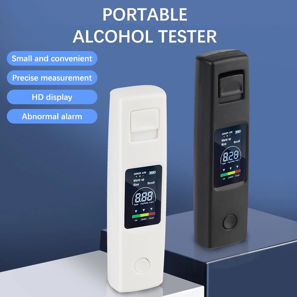 Цифровой ЖК-дисплей детектор алкоголя Alcotester портативный зарядный бесконтактный