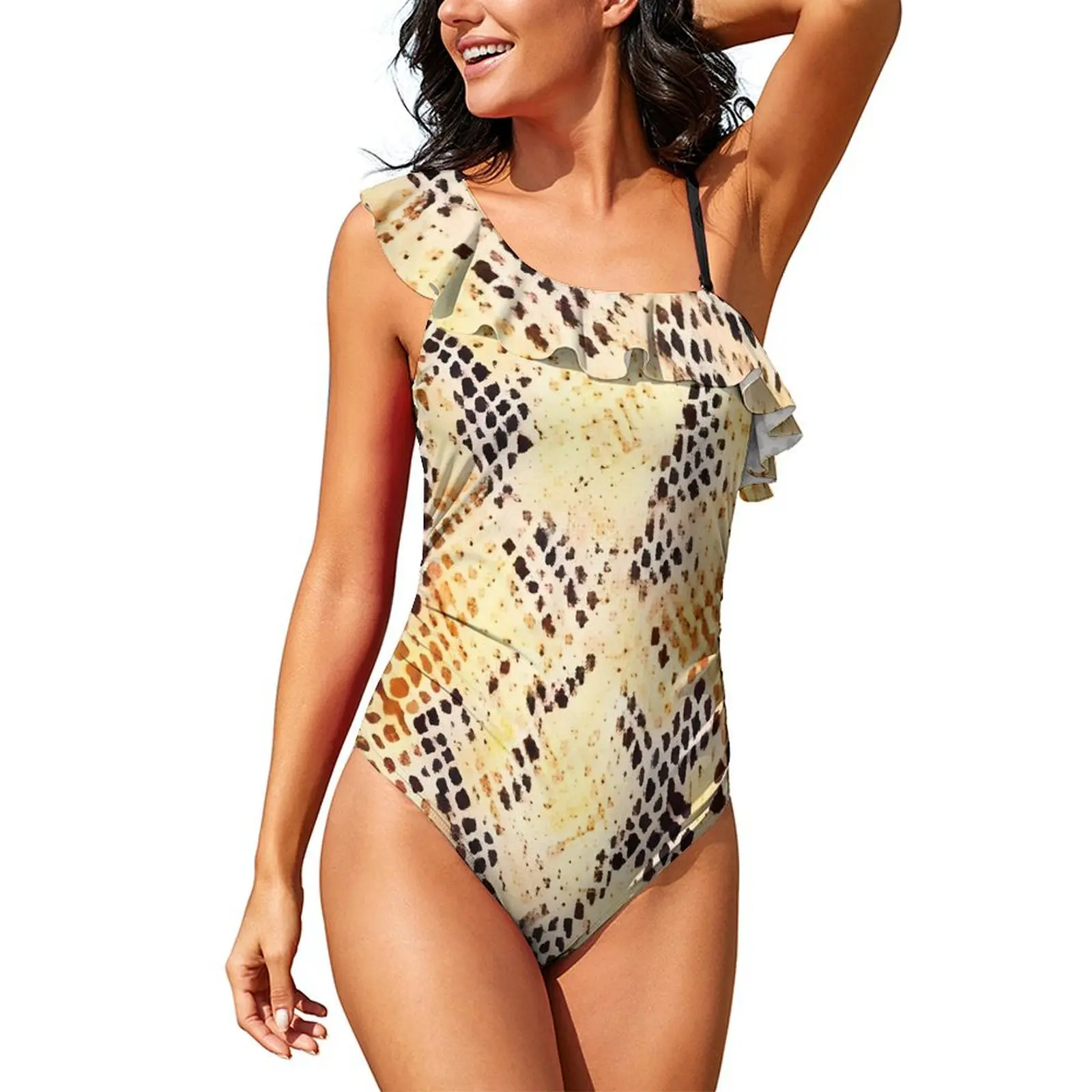 Snake Skin Print Swimsuit Push Up Swimwear One Piece Bathing Suits Sexy Funny Fitness Swimsuits Large Size