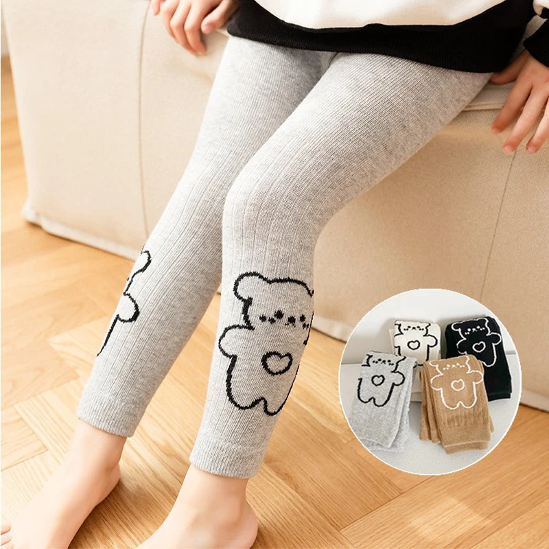 

Children's Leggings For Girls Clothes Cartoon Ribbed Leggings Elastic Kids Pants Cotton 2022 Spring Autumn