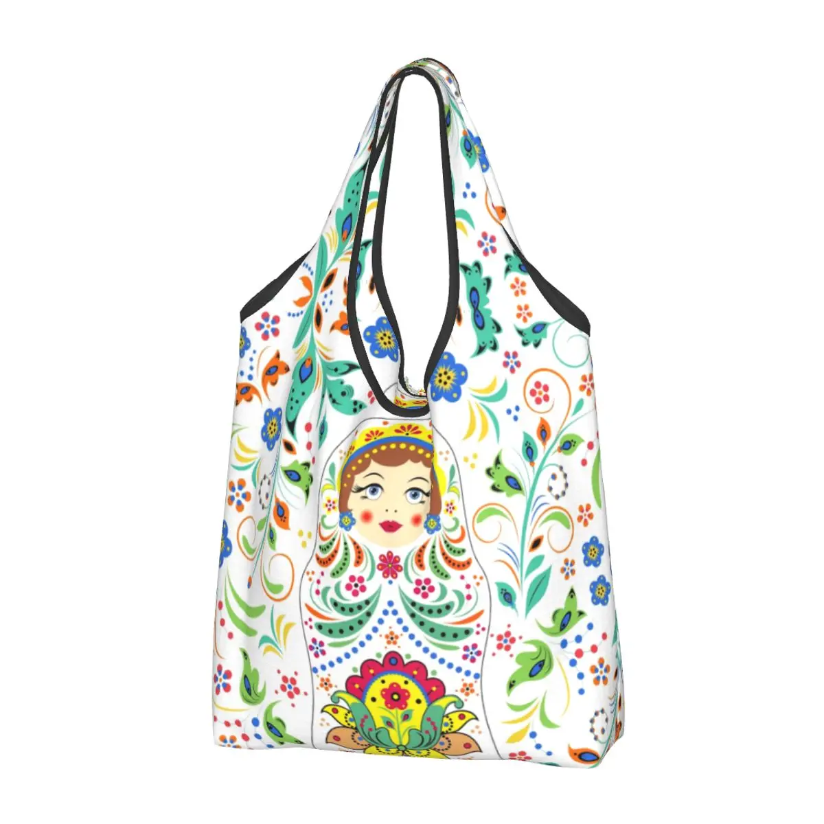 

Reusable Russian Babushka Matryoshka Doll Shopping Bag Women Tote Bag Portable Grocery Shopper Bags