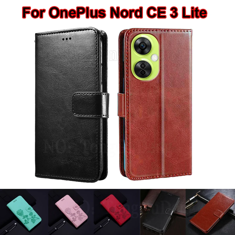 

чехол на OnePlus Nord CE 3 Lite 5G Case Leather Wallet Flip Phone Cover For Carcasa OnePlus Nord CE 3 Lite Mujer CPH2465 Fundas