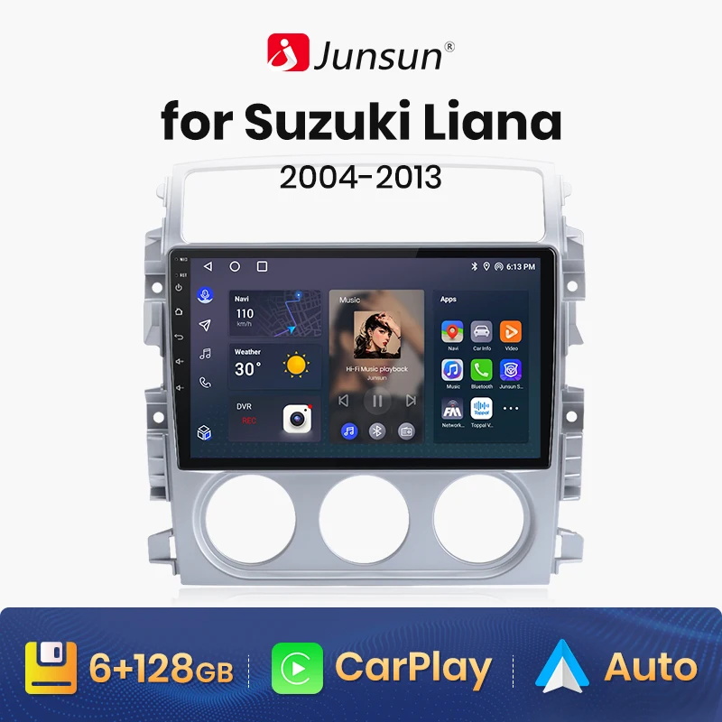 Автомобильный радиоприемник Junsun V1 с ИИ-голосовым управлением Android для Suzuki Liana