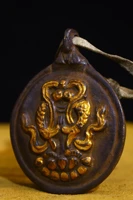 2 tibetan temple collection old bronze jiugong gossip card eight treasures amulet pendant town house exorcism