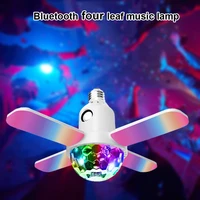 led colorful night light e27 bulb music bluetooth audio 4 leaves folding ceiling lamp with remote control for home party