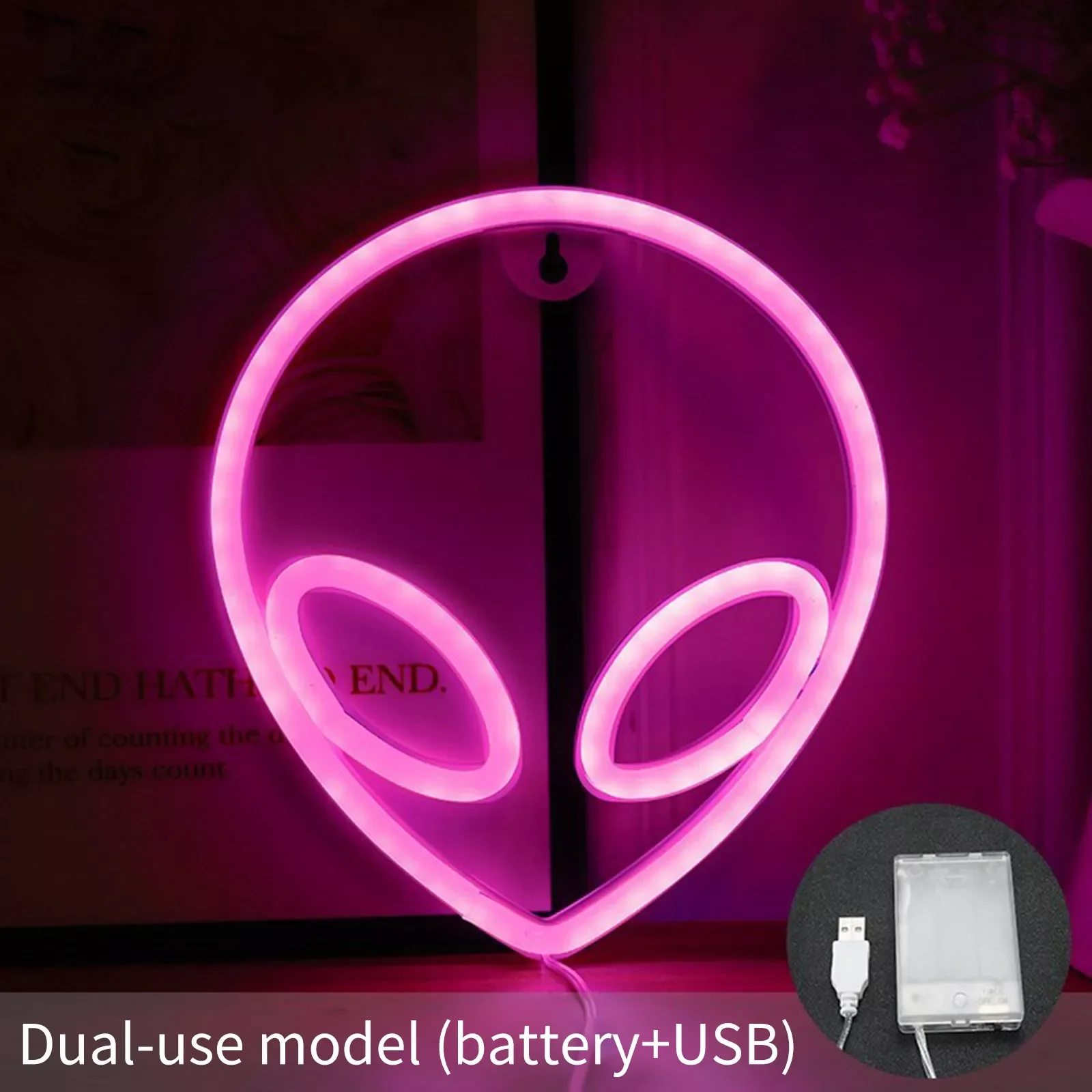 

2022New LED Alien Neon Sign Lights Battery or USB Powered Indoor Wall Hanging Art Night Lamp for Kids Bedroom Wedding Party Deco