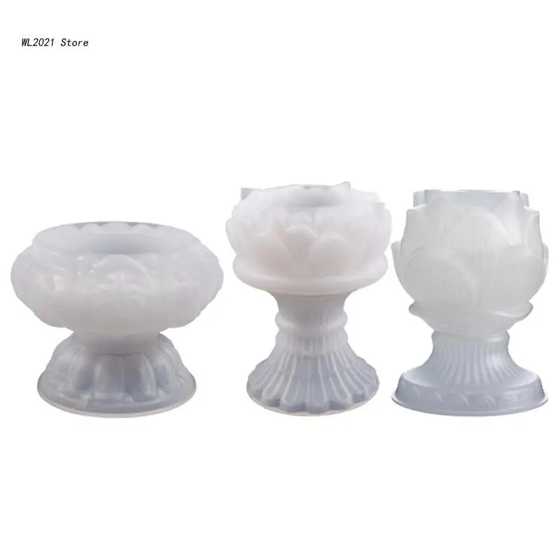 

DIY Resin Crafts Mould Lotus Candlestick Clay Moulds DIY Hand-Making Accessories