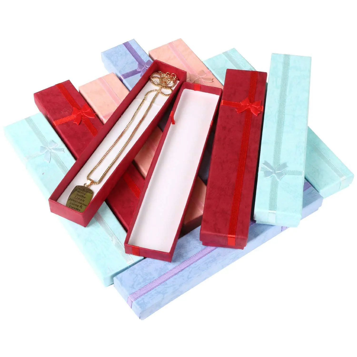 

10 x Elegant Luxury Gift Boxes Long Rectangular for Jewelry Presentation Necklaces