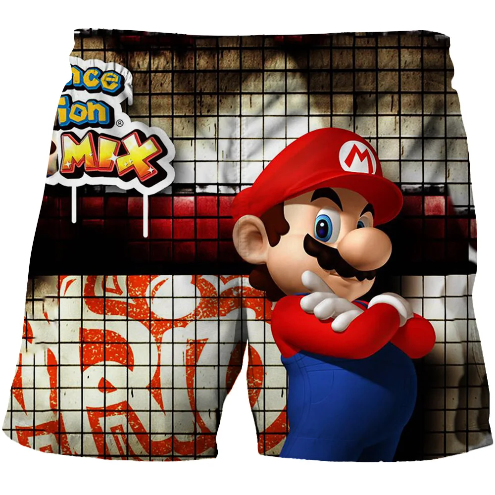 

New Super Mario Beach Shorts Cartoon Animation Mario 3D Print Boys' Casual Board Shorts Children's Sports Pants Swimming Pants