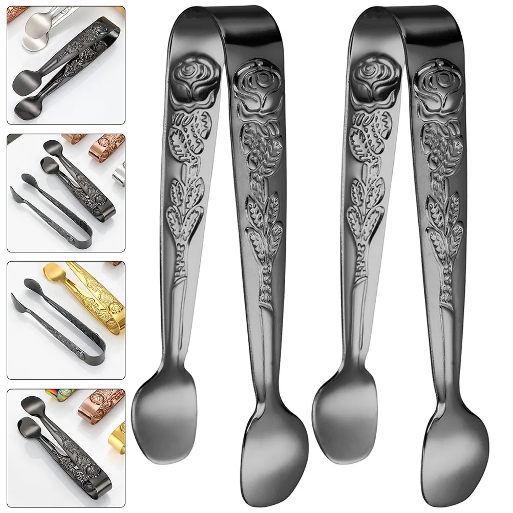 

3 Pcs Small Clip Sugar Cube Clip Ice Cubes Candy Small Tongs Pattern Candy Tong Stainless Steel Mini Scoops Jars