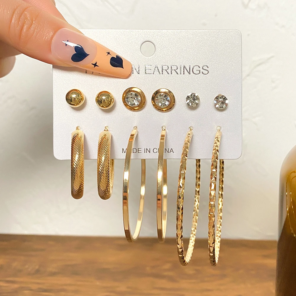 Женские серьги-клипсы с жемчугом 6 пар