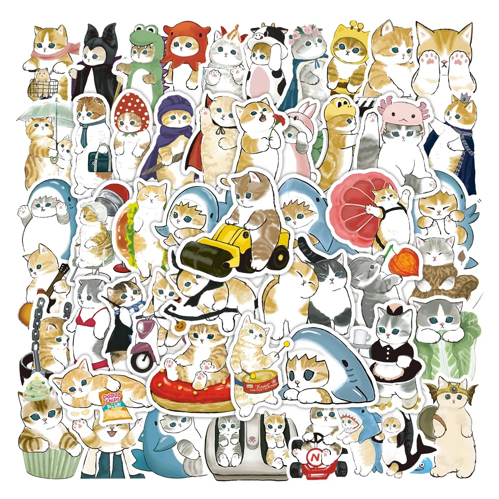 

10/50/100PCS Cute Animal Cat Cartoon Stickers Aesthetic DIY Laptop Luggage Diary Kawaii Waterproof Decals Sticker for Kids Girls