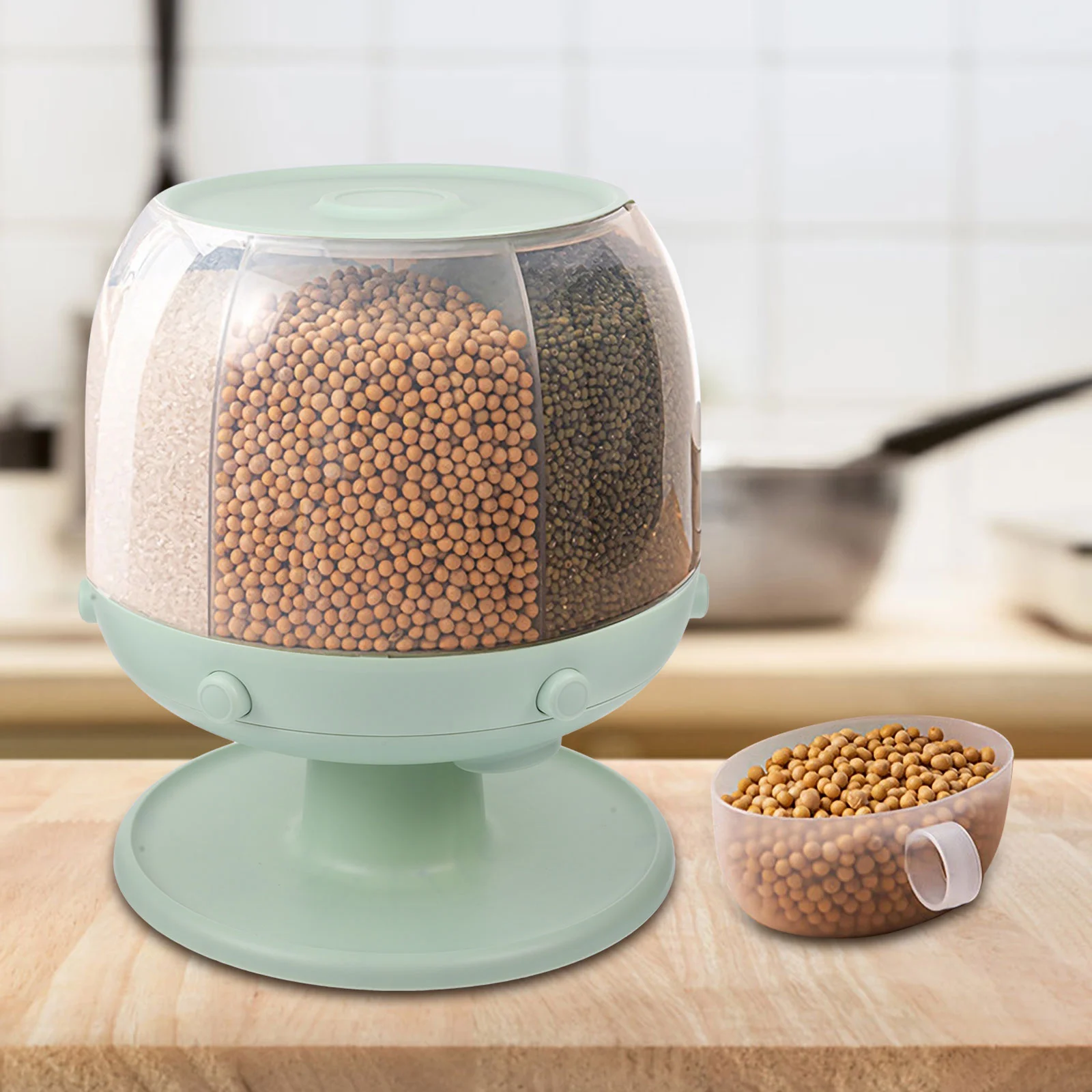

Plastic Food Containers Large Rice Storage Holder Dispenser Bucket Grain Flour Rotating