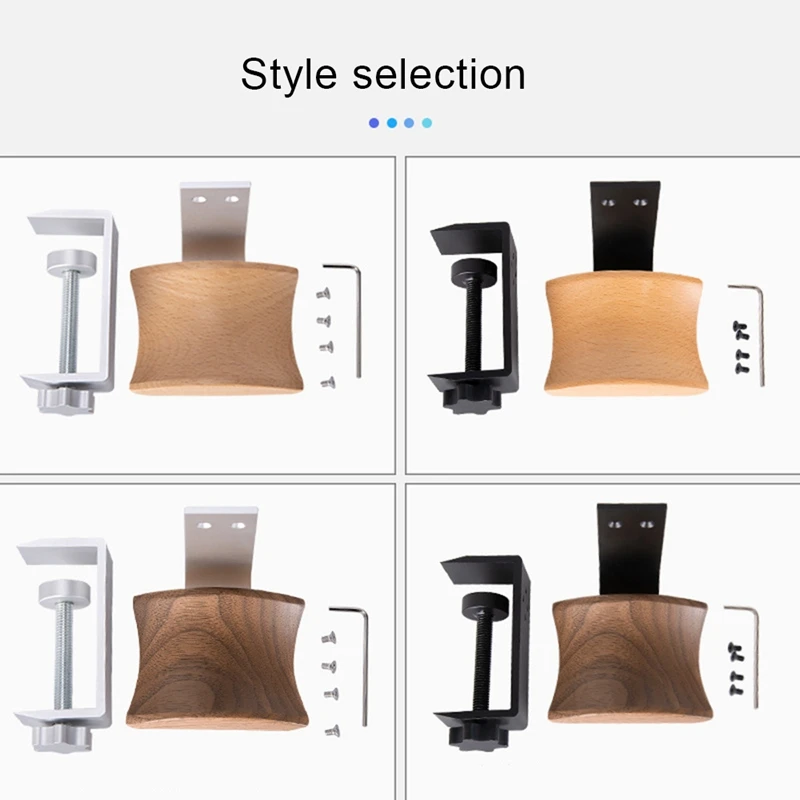 

Wooden Headphones Stand Holder Aluminum Alloy Desk Lock Clip Headphone Bracket Easy Install Headset Display Hanger