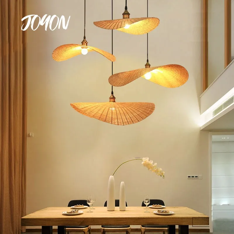 Bamboo Chandeliers Straw Hat Lights Clothing Store Chandeliers Living Room Dining Room Lights Japanese Lamps Bamboo Lights