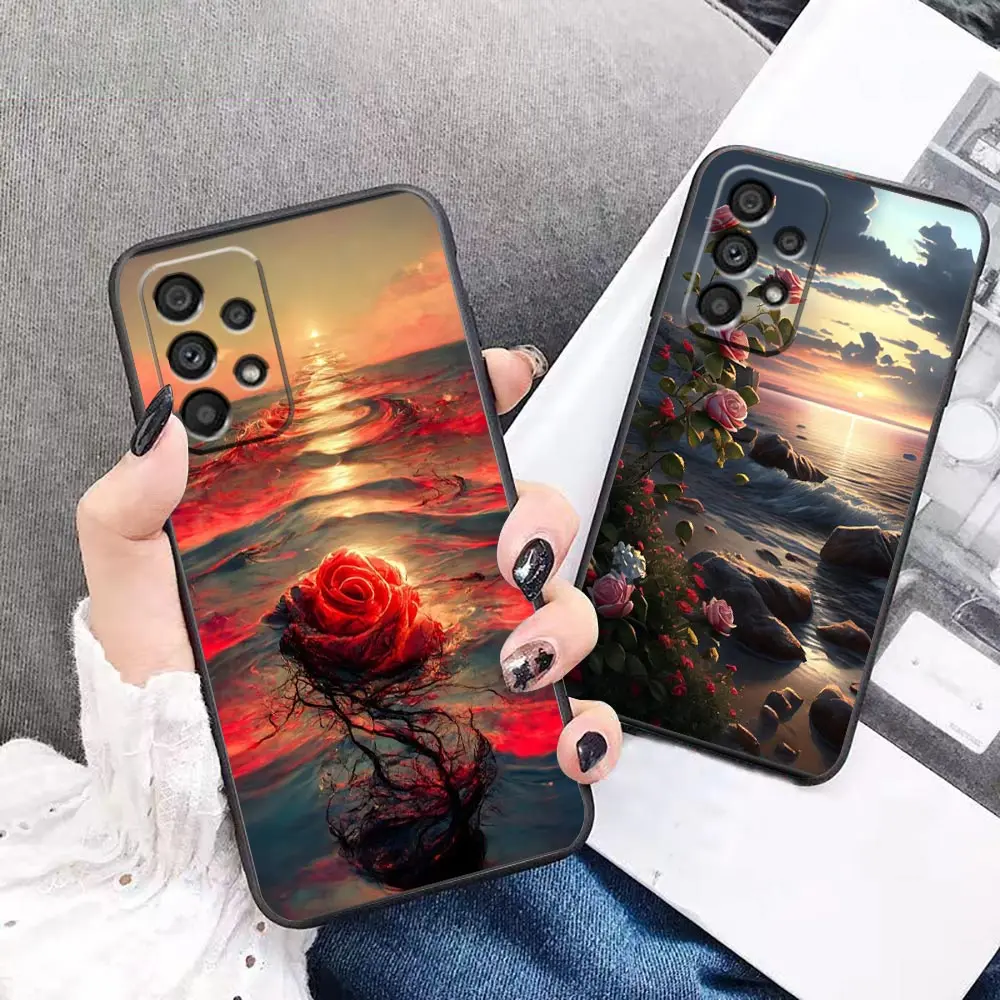 

Case For Samsung A21s A22 A23 A31 A32 A33 A41 A42 A51 A52 A52s A53 A71 A72 4G 5G Capa Case Funda Para Romantic Sunset Roses