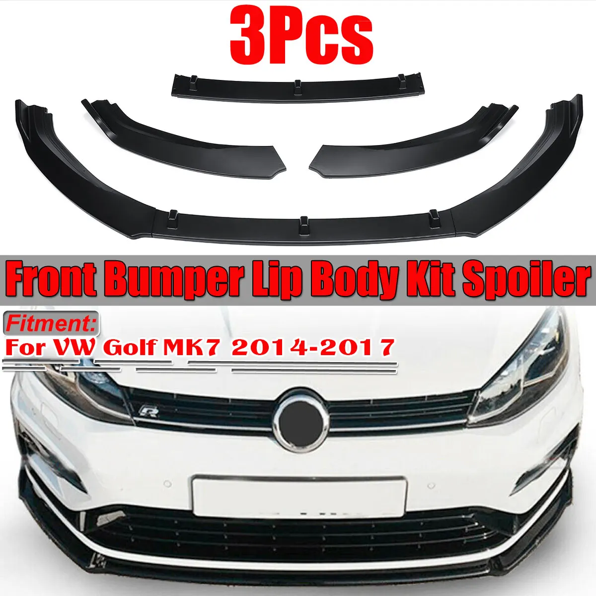 

New Carbon Fiber Look/Black Car Front Bumper Splitter Lip Spoiler Diffuser Protector Cover Guard For VW For Golf MK7 2014-2017