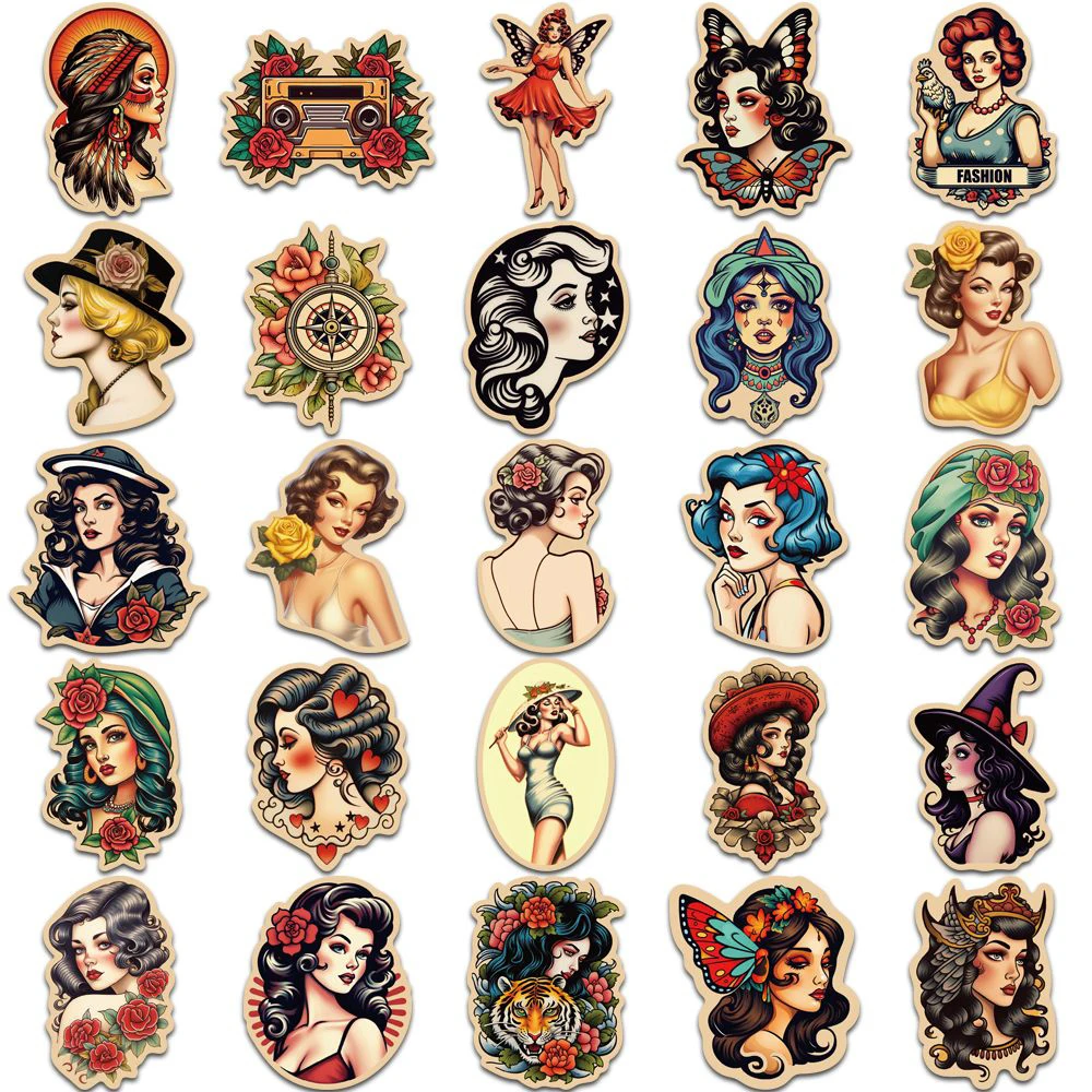 10/30/50 шт. Винтажные сексуальные татуировки для девочек наклейки детские игрушки