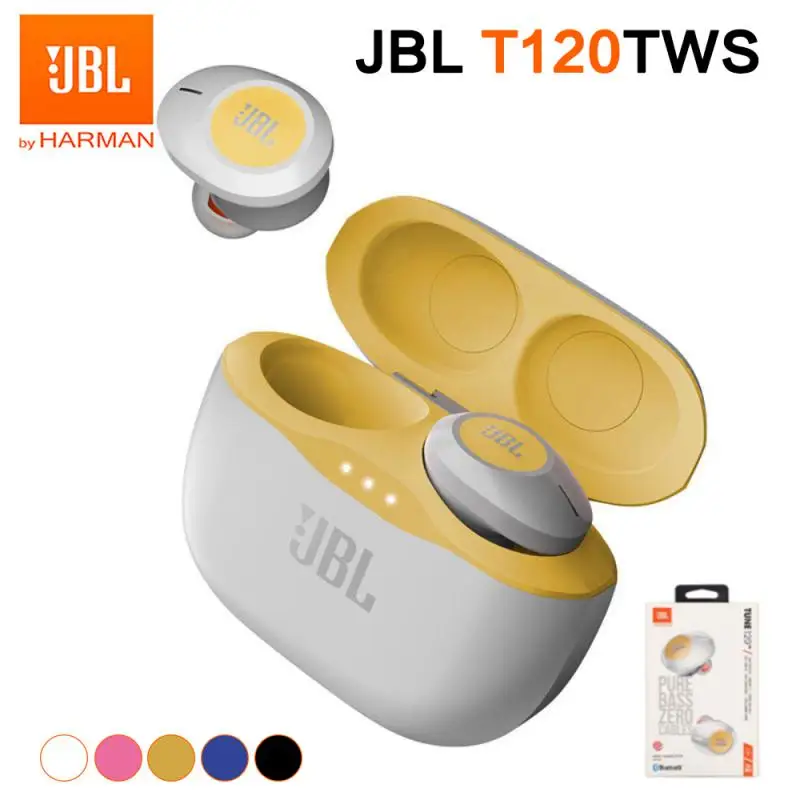 Original Jbl T120tws True Wireless Bluetooth Earphones Tune 125 TWS In-ear Sports Earbuds Fashion Pure Bass Music Headphones