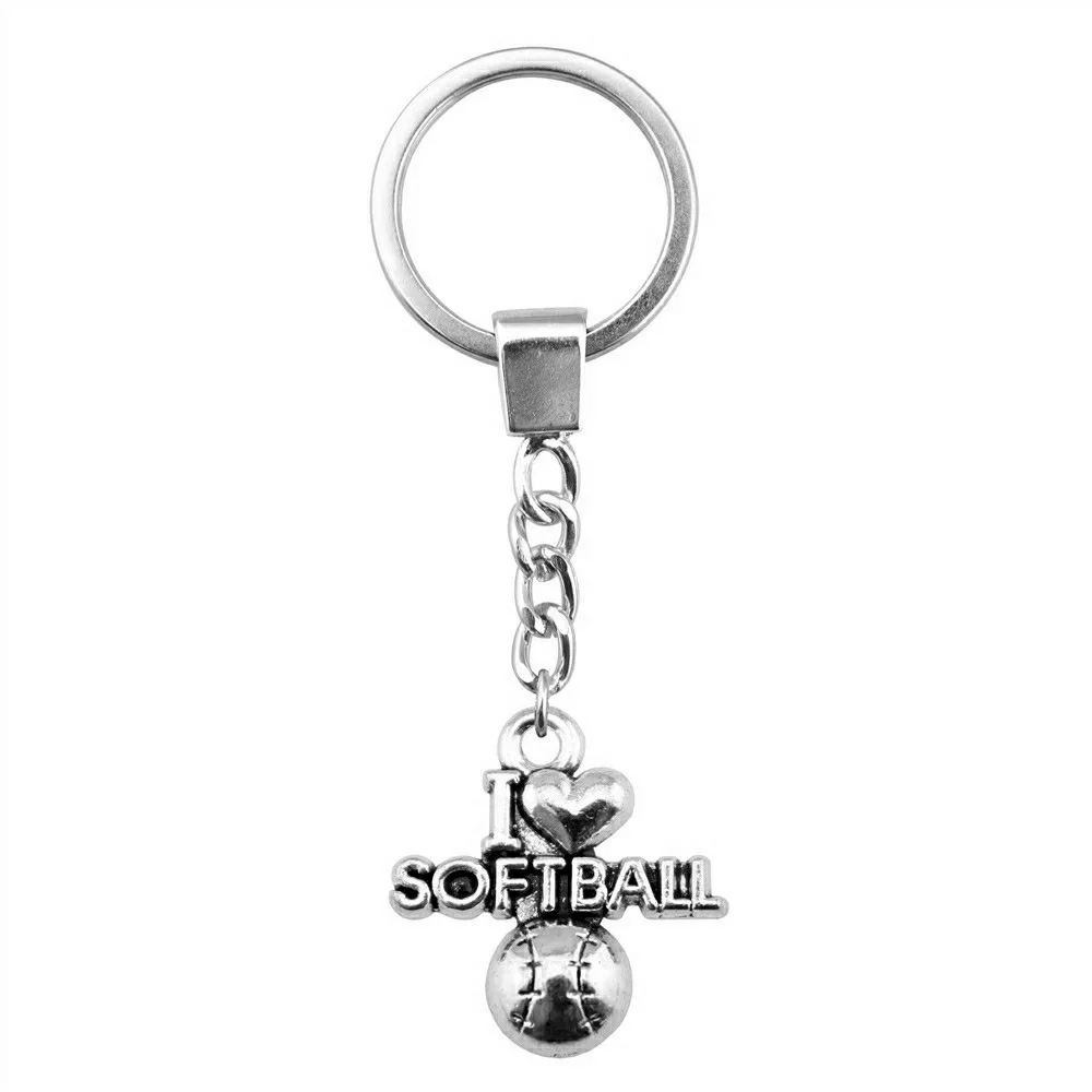 Прямая поставка сувениры подарок мужской брелок 2 цвета 20x19 мм I Love Softball подвеска