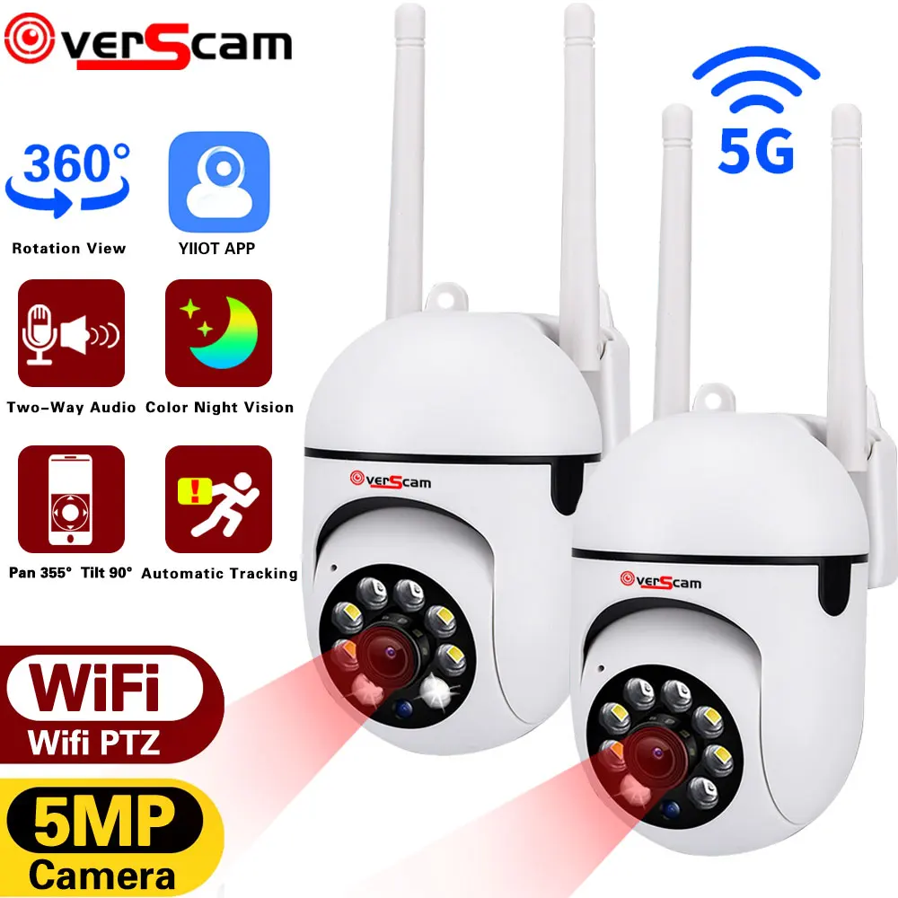 Hd 5mp Auto Tracking Ir Full Color Night Vision Security Protection Motion Cctv Outdoor Camera
