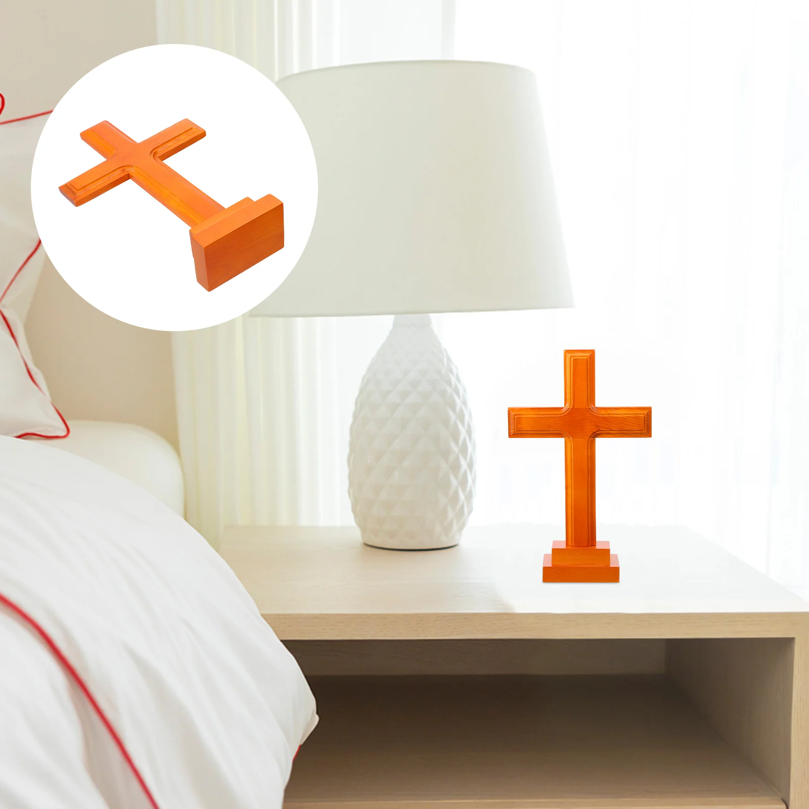 

Christian Wood Cross Wooden Religion Ornaments Cake Hand Carved Crucifix Sculpture Free Standing