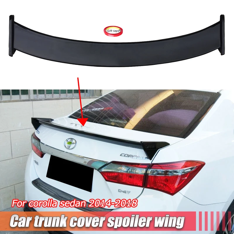 

For Toyota Corolla Sedan Spoiler Trunk Roof Extensio Cover Trim Lip TRD Style Gloosy Black Spoile 2014-2017 Corolla Accessories