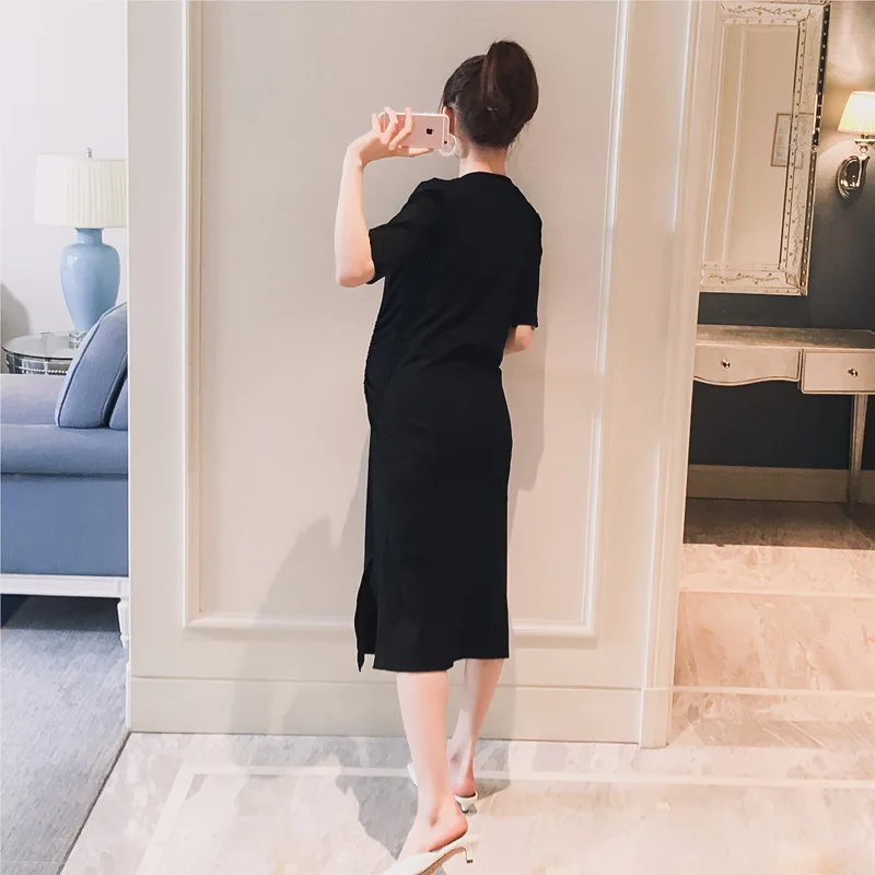 Платье для беременных летнее модное платье с круглым вырезом облегающее макси |