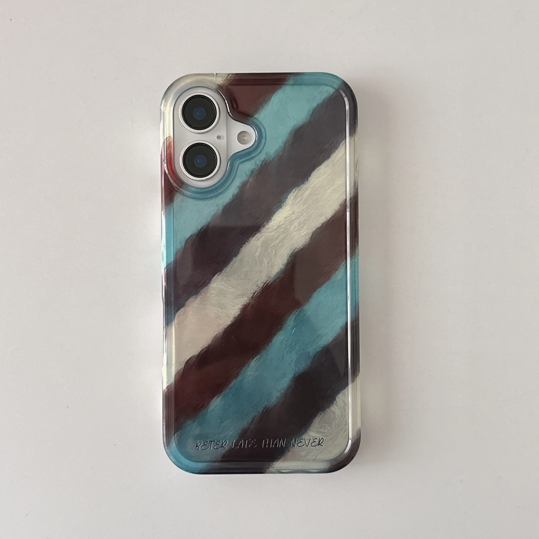 Creative INS Ripple Texture Diagonal Lines Two-layer Chic Phone Case for iPhone 16 15 14 13 Pro Max Back Cover Capa