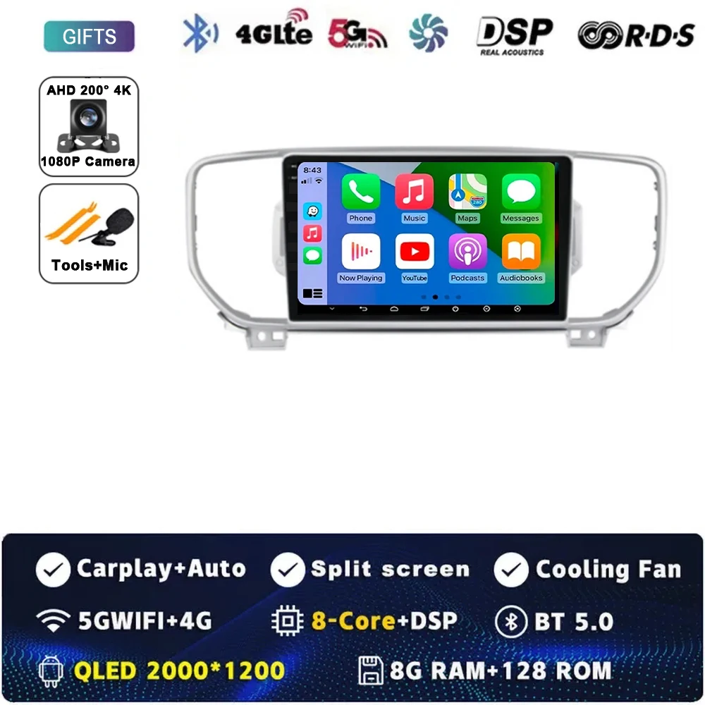 

Для KIA Sportage 4 KX5 2016 2017 2018 Android 15 Carplay Автомобильный радиоприемник Навигация GPS Мультимедийный плеер Авто 5Gwifi + 4G BT DSP видео