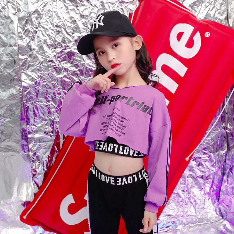 

Concert Hip Hop Clothing Sweatshirt Pants Girls Cheerleader Jazz Dance wear Costumes Kids Stage Ballroom Dancing Clothes Wear