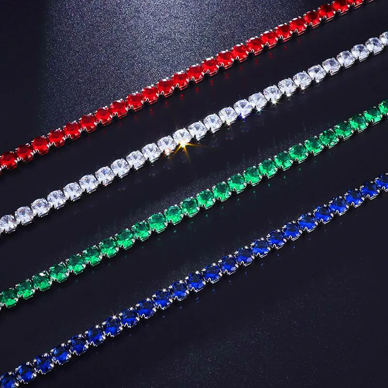 

4Mm Micro-Inlaid Zircon Cz Tennis Bracelet Ladies New Silver-Plated Bracelet Wedding Jewelry Accessories Party Gift