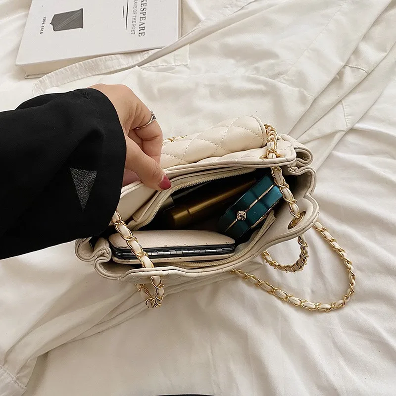 Luxury Women Fashion Rhombic Lattice Crossbody Bags Designer Vintage Shopper New Chain Messenger Bags Soft Flap Crossbody Pack