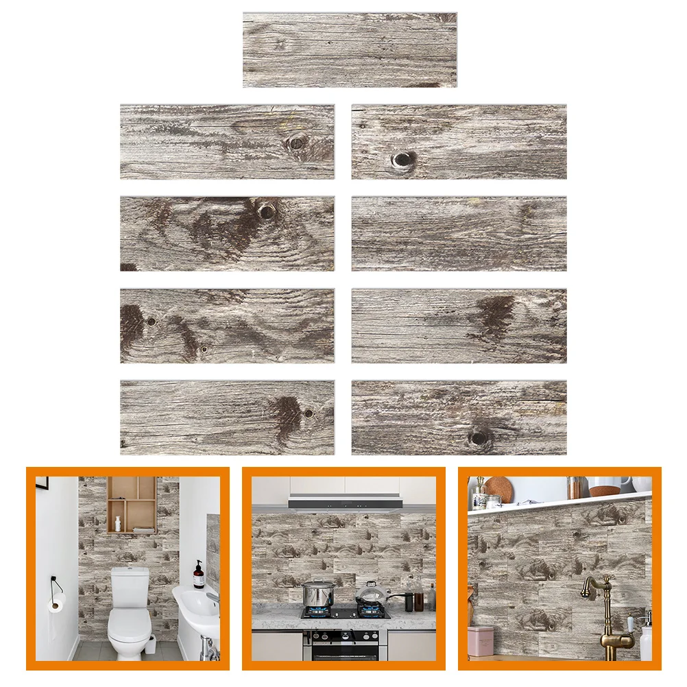 

9pcs Wood Grain Peel and Stick Tile Sticker Wall Floor Tile Decals Kitchen Tile Decals Bathroom Tile Stickers
