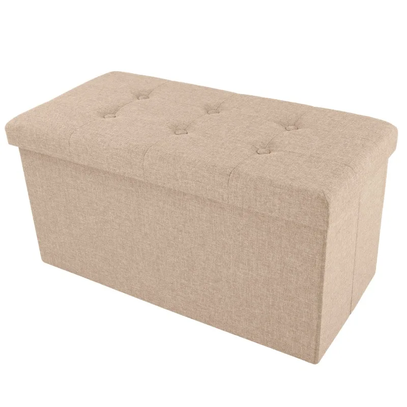 

Lavish Home 30-Inch Folding Storage Ottoman with Removable Bin (Beige)