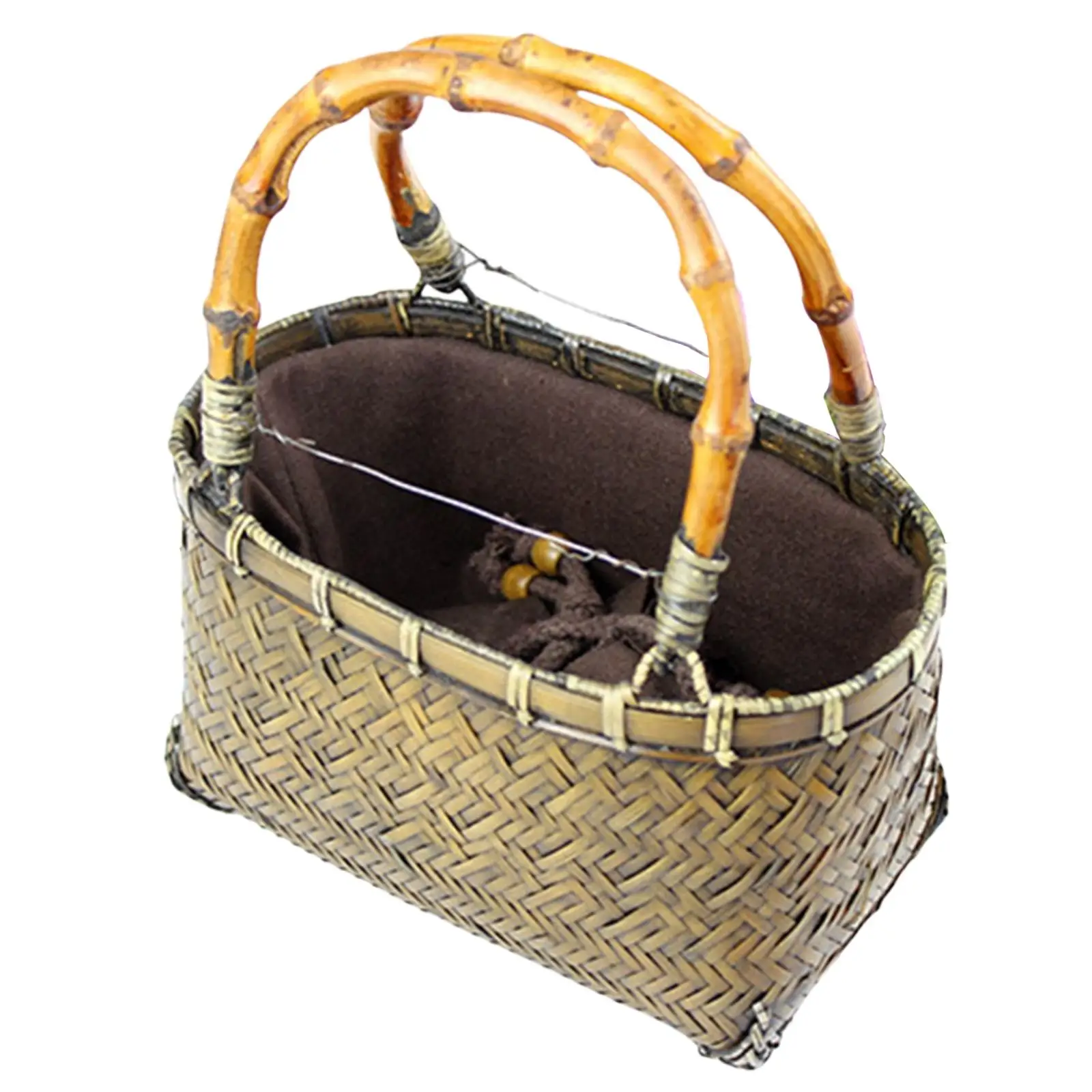 

Bohemian Bamboo Bags Totes with Handle Bucket Bag Hand-Carrying Bag Basket Bag Clutch for Dating Shopping Beach Vacation