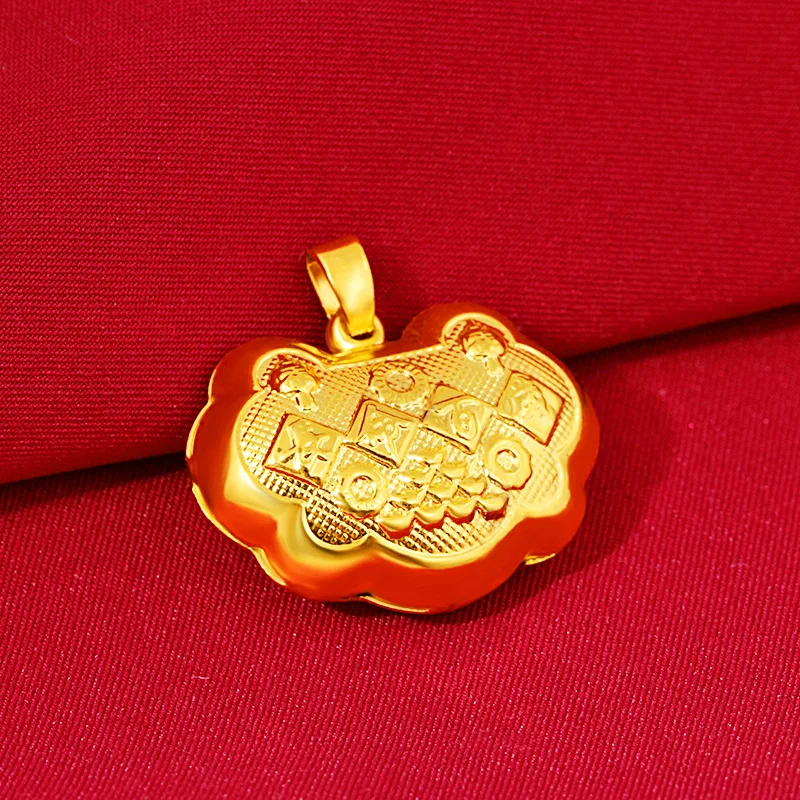 Baoyou Euro Vietnam Gilded Baby Lock Necklace Imitation Gold Safety Long Life Lock Pendant Children's Gold