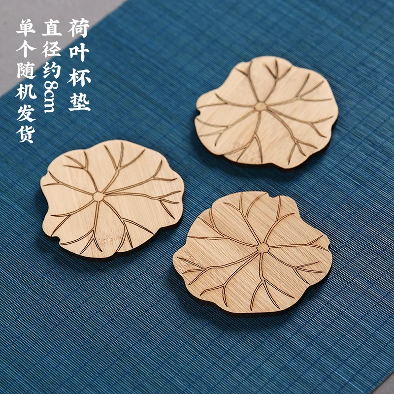 

Lotus Shape Drink Coasters Mat Wooden Round Cup Table Mat Tea Coffee Mug Placemat Home Decoration Kitchen Accessories