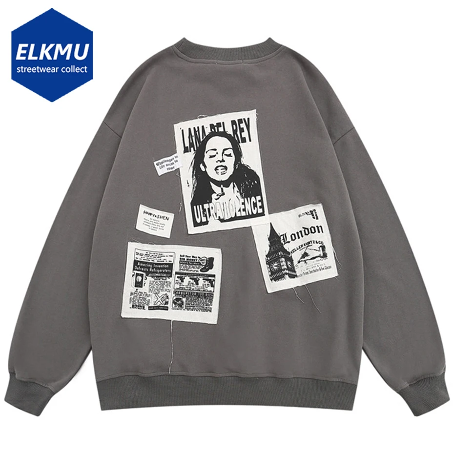 

Толстовки в стиле пэчворк в стиле хип-хоп, уличная одежда в стиле Харадзюку, толстовки большого размера, новинка 2023, модные пуловеры, топы ун...