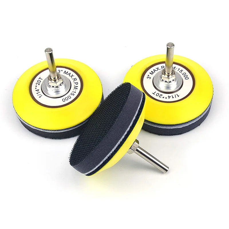 

3 Inch (75Mm) Hook And Loop Sanding Pad For Sanding Discs With 6Mm Dia Shank Drill Attachment + Buffering Pad(3 Pack)