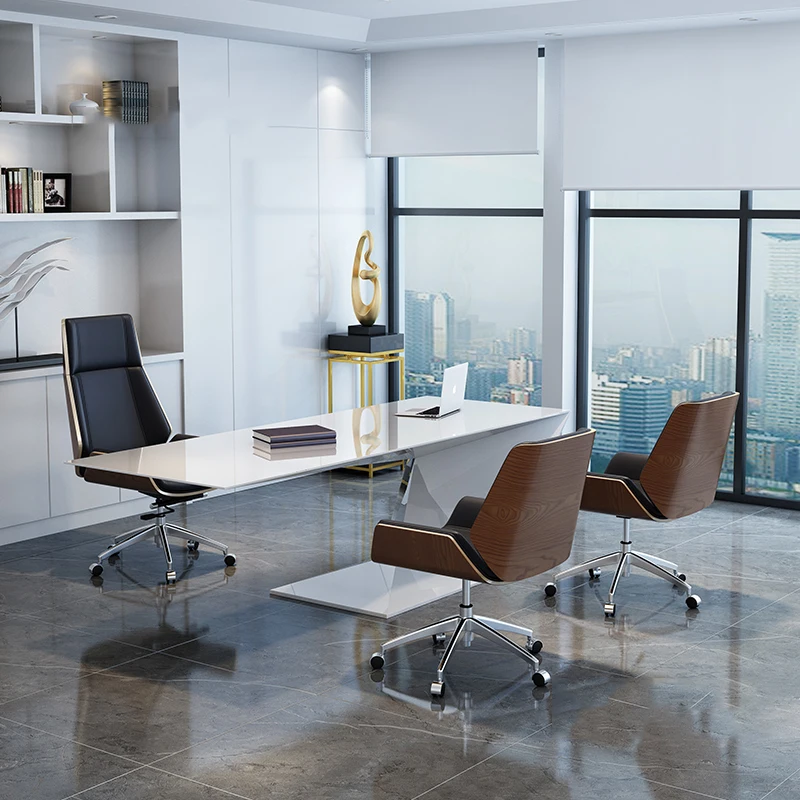 

Роскошные Деревянные Офисные стулья светильник, простое офисное кресло, кожаное компьютерное кресло, современное кресло с подъемником, вращающееся игровое кресло
