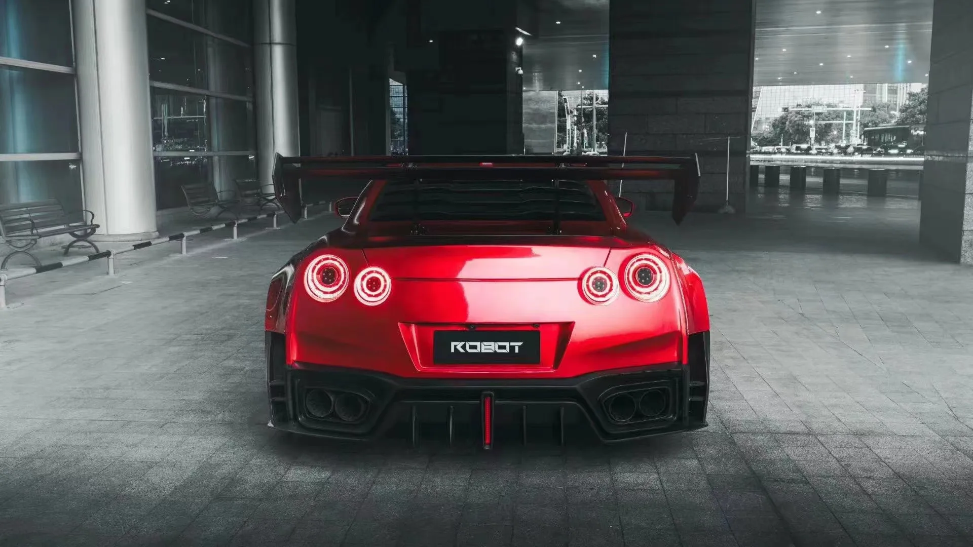 Для Nissan GTR R35 Комплект кузова Обновление ROBOT Стиль Передний и задний бампер из
