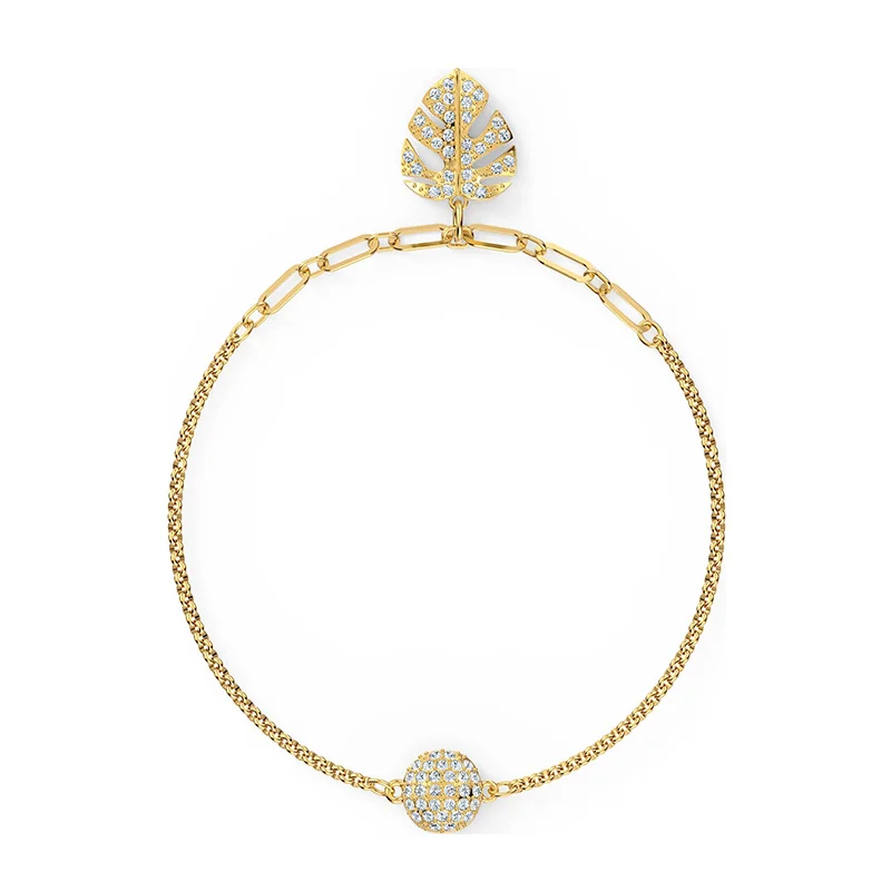

2020 Fashion Jewelry SWA New REMIX COLLECTION TROPICAL LEAF STRAND Leaf Shape Pendant Bracelet Exquisite Crystal Ladies Luxury J